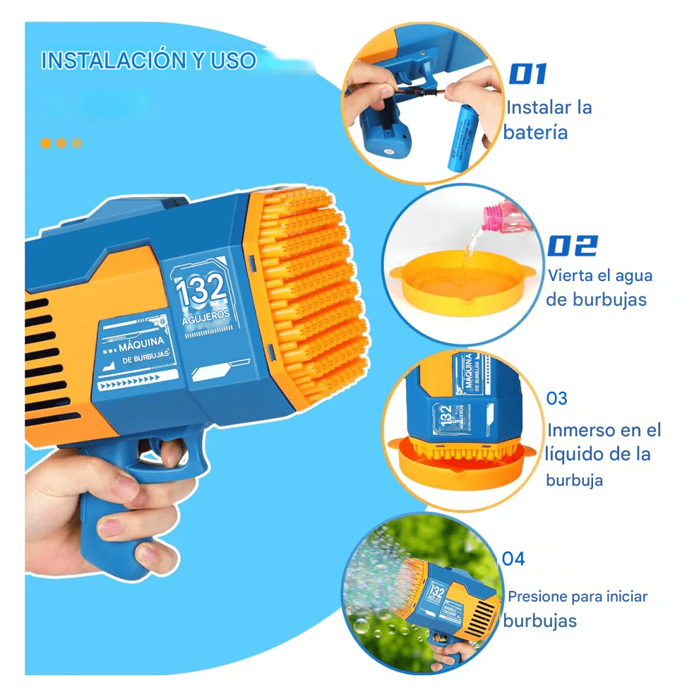 BAZOOKA DE BURBUJAS EN OFERTA DE LANZAMIENTO